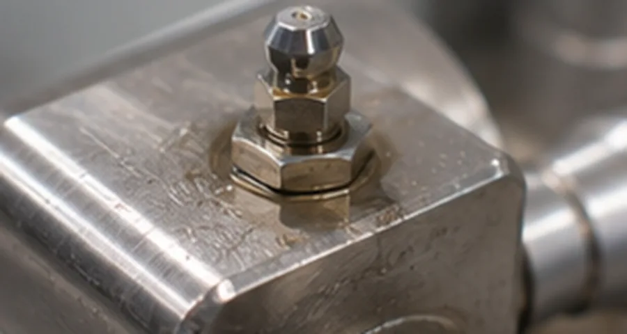 Automatischer Schmierstoffgeber am Kniehebel-Gelenk der Schließeinheit einer Spritzgießmaschine